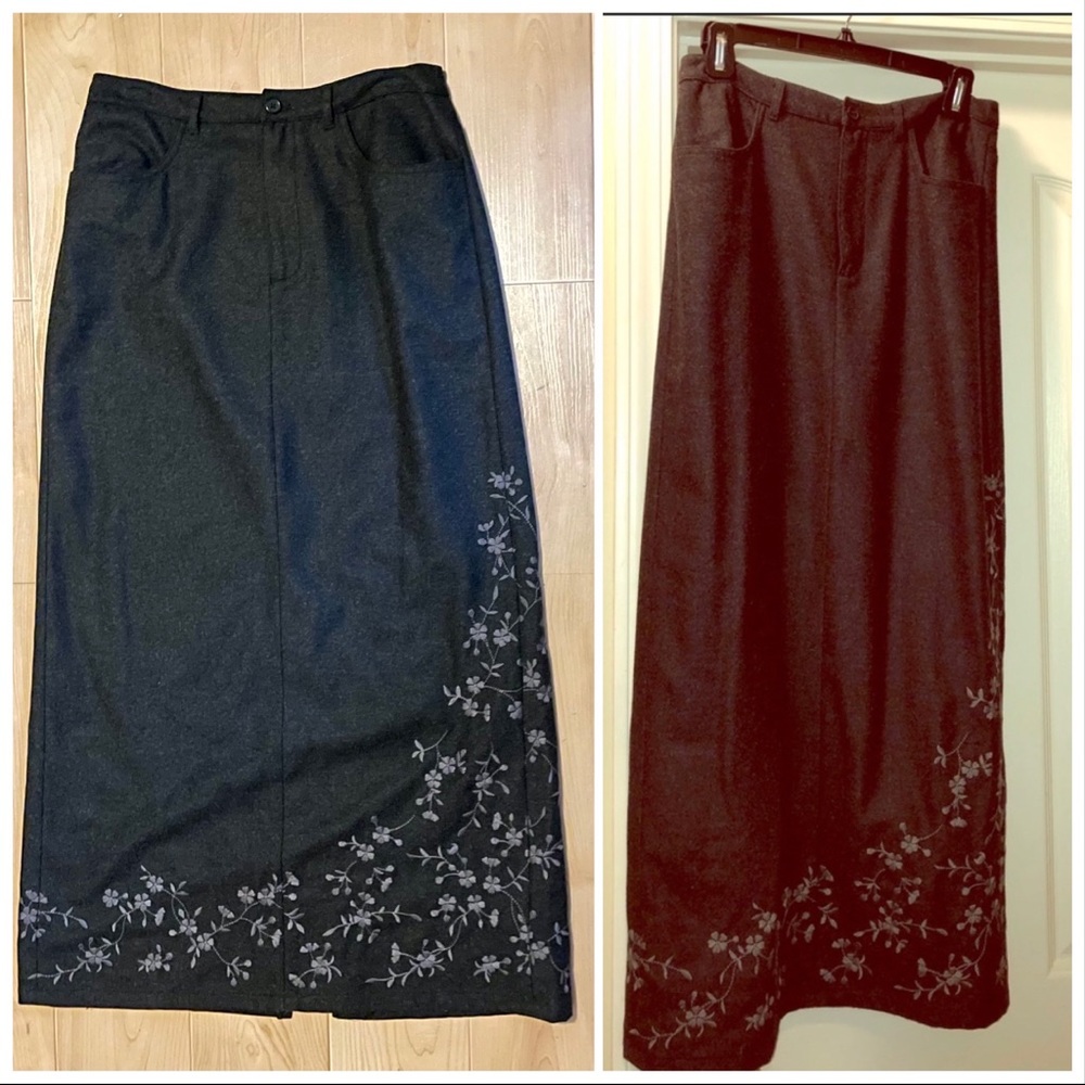 🧣⛄️Winter favorite! Eddie Bauer wool blend skirt. Embroidery detail. Fab+boots!